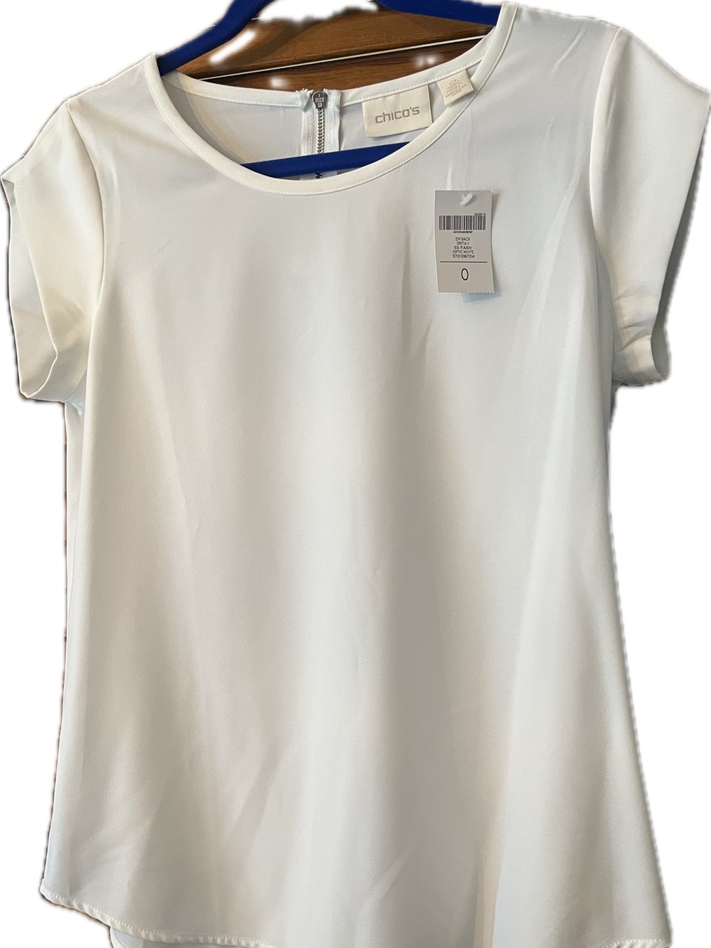 Chico's Optic White Short-Sleeve Scoop Neck Blouse